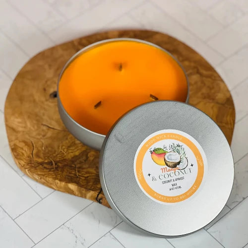 16oz Mango & Coconut Wooden Wick Candle