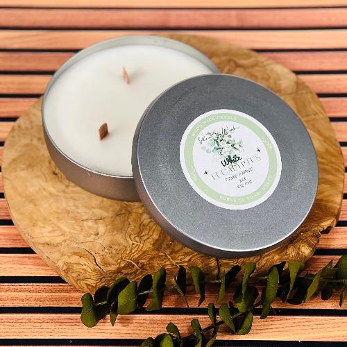 16oz White Eucalyptus Wooden Wick Candle