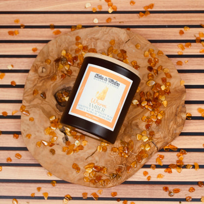 Warm Amber Wooden Wick Massage Oil Candle