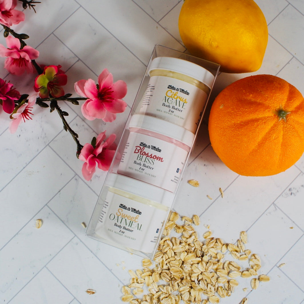 Body Butter Sampler Pack: Citrus Agave, Blossom Bliss & Sweet Oatmeal