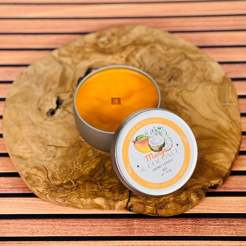 8oz Mango & Coconut Wooden Wick Candle