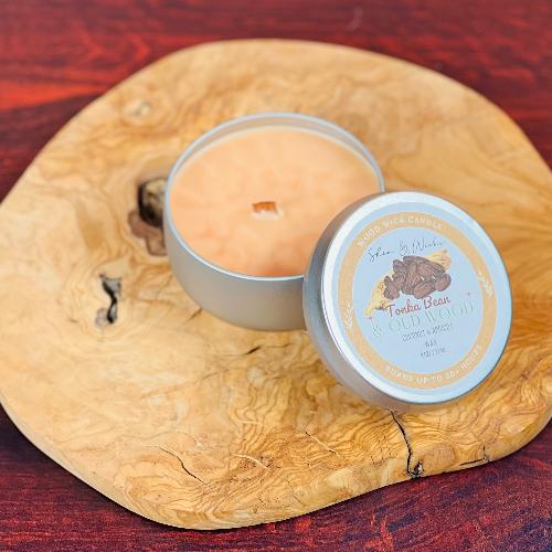 8oz Tonka Bean & Oud Wood Wooden Wick Candle