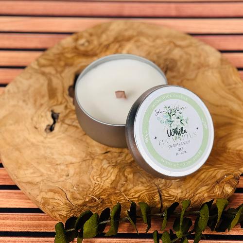 8oz White Eucalyptus Wooden Wick Candle