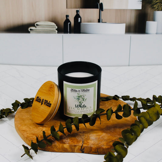 8oz White Eucalyptus Wooden Wick Candle