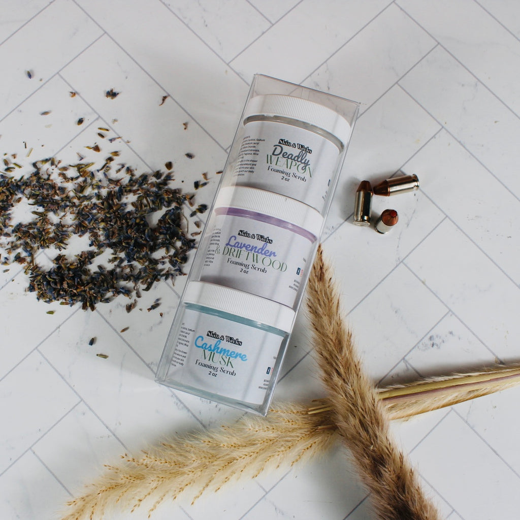 Foaming Scrub Sampler Pack: Deadly Weapon, Cashmere Musk & Lavender & Driftwood