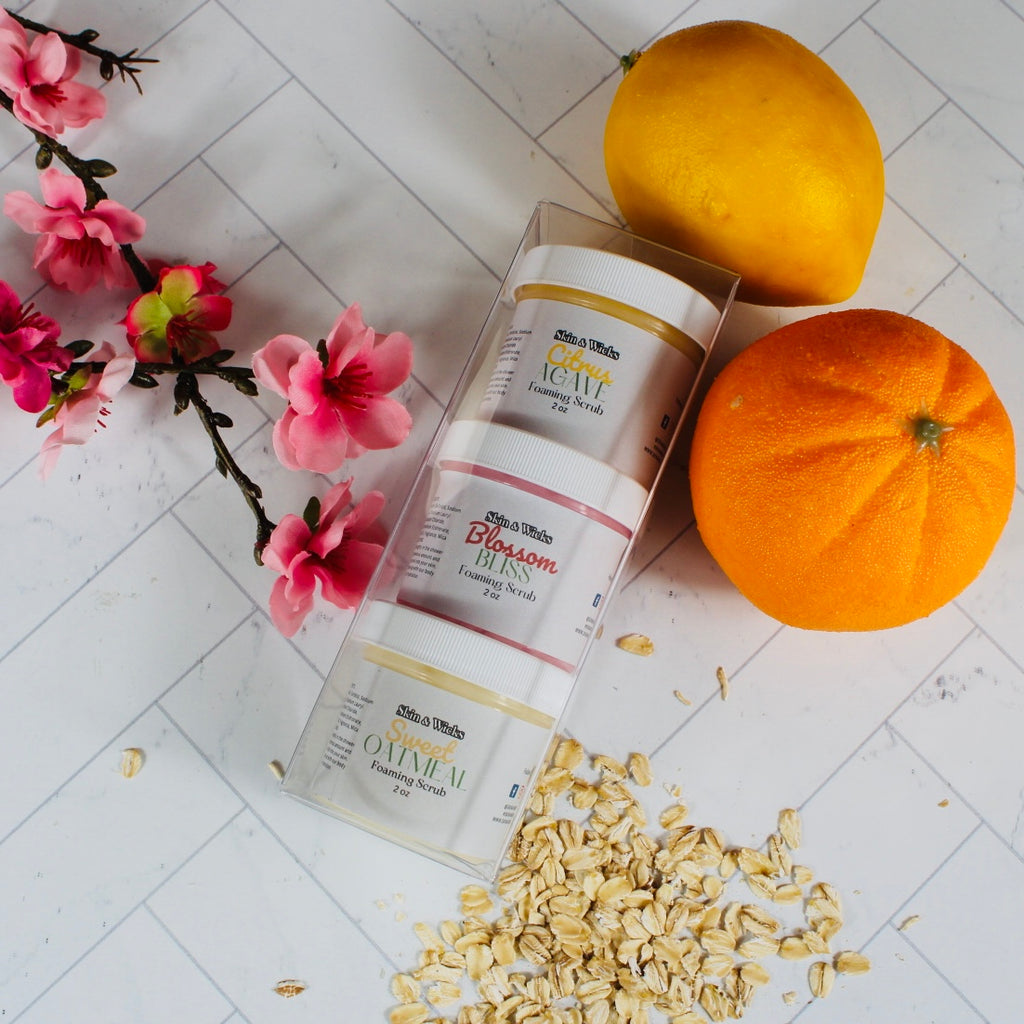 Foaming Scrub Sampler Pack: Citrus Agave, Blossom Bliss & Sweet Oatmeal
